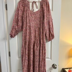 Floral Modest Dress Puff Sleeves